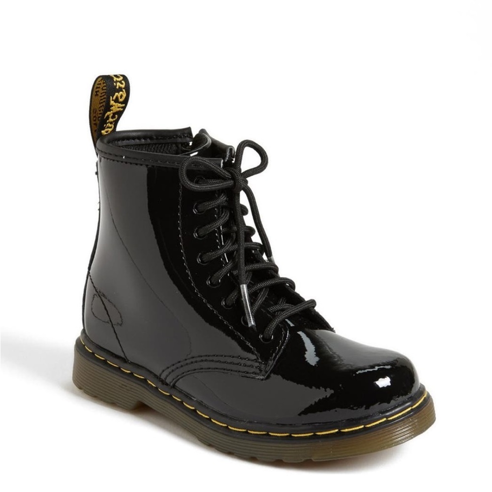 Dr. Martens Boot Patent Black Lace Up Side Zipper